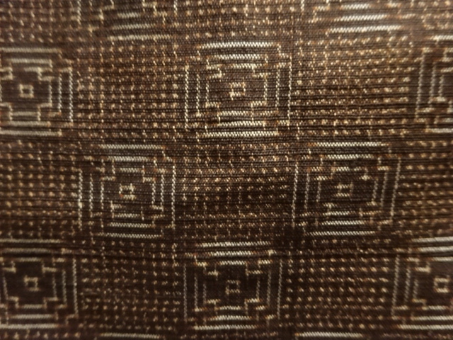 JAPANESE KIMONO / ANTIQUE ENSEMBLE KIMONO / SILK / DORO OSHIMA TSUMUGI / WOVEN ABSTRACT CHECKERED